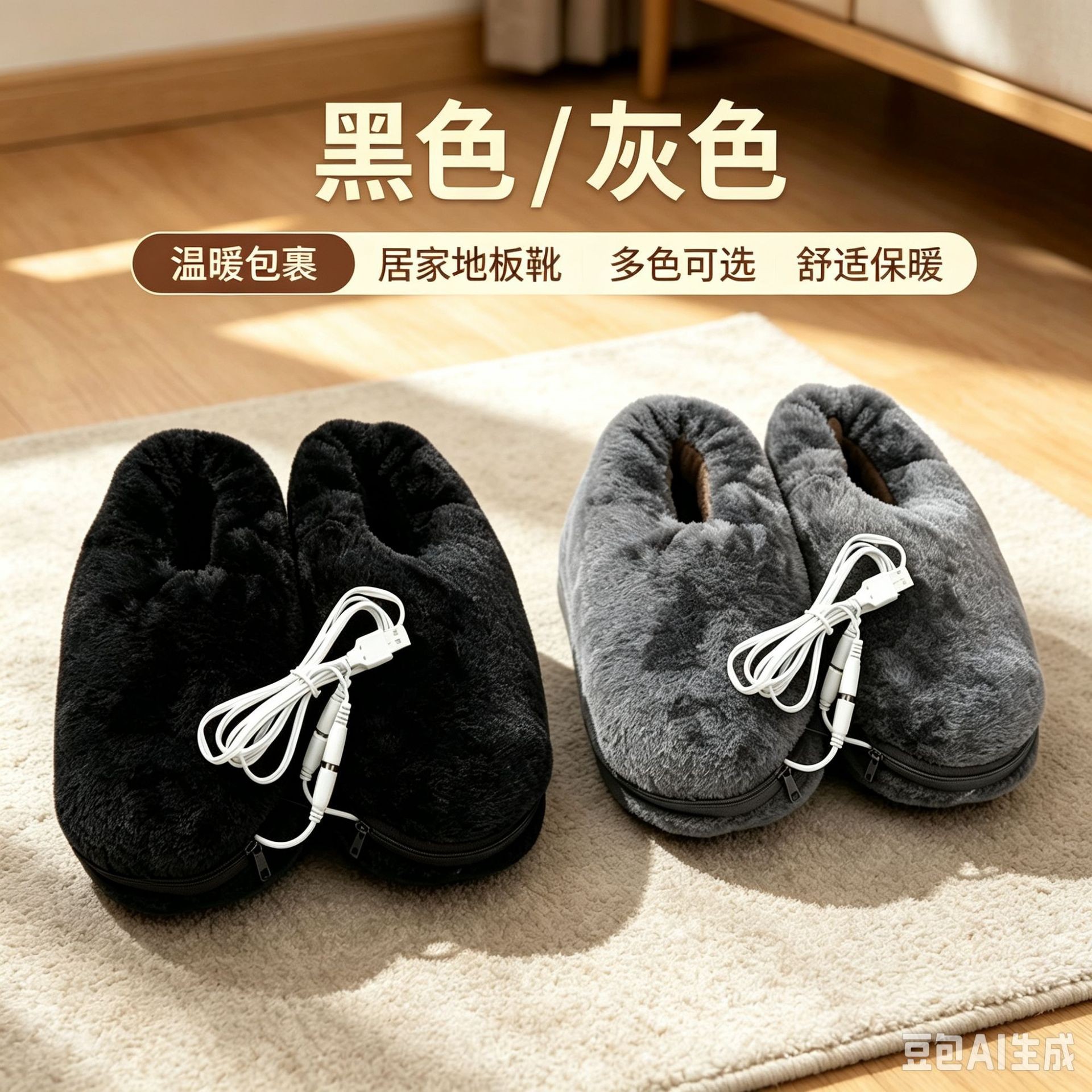 USB Electric Heated Shoe Warmers, Slippers, Floor Boots, Three-Level Temperature Control, Long-Lasting Warmth, Washable, Unisex, Wholesale
