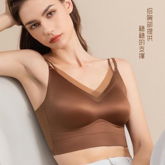 高品质无痕缎面背心内搭桑蚕丝抗菌吊带女外穿辣妹大码美背内衣 内衣厂家批发实拍图