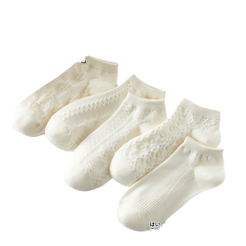 Calcetines blancos pequeños, calcetines de barco de mujer, calcetines de mujer transpirables de estilo fino de verano, calcetines de barco, tubo corto japonés, fábrica de viento, venta al por mayor