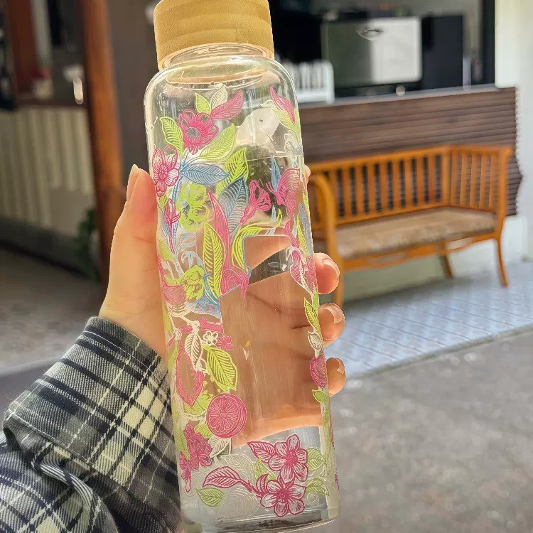 乐品乐茶同款变色花茶杯高硼硅大容量冷泡茶专供电商便携可定LOGO