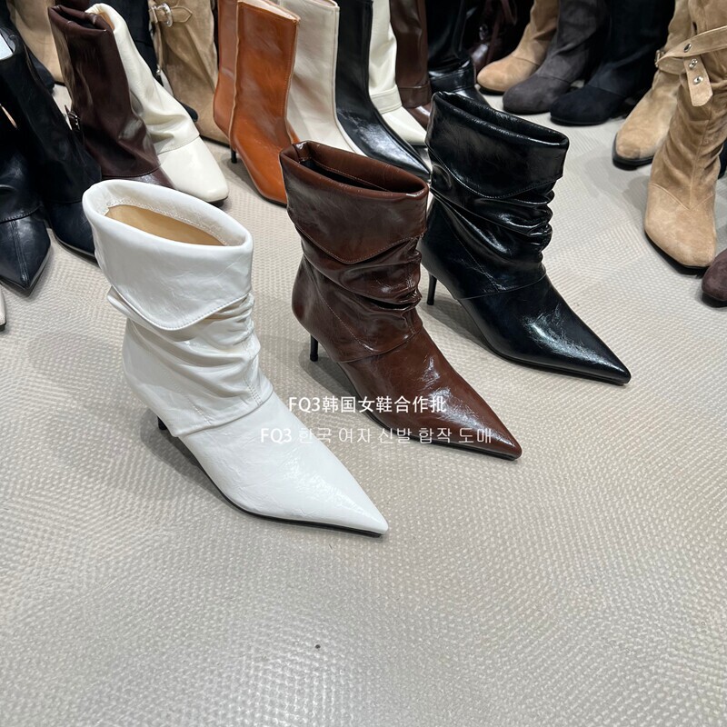 FQ3 real shot MIKE Korean style simple versatile pointed-toe ankle boots for women 2026 winter retro stiletto high-heeled short boots FQ3 real shot MIKE Korean style simple versatile pointed-toe ankle boots for women 2026 winter retro stiletto high-heeled short boots