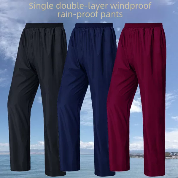 Rain Pants Single Piece Waterproof and Windproof Adult Men and Women Hiking and Cycling Split Single Layer Double Layer Thickeneded Wear-Resistant and Rainproof Pants