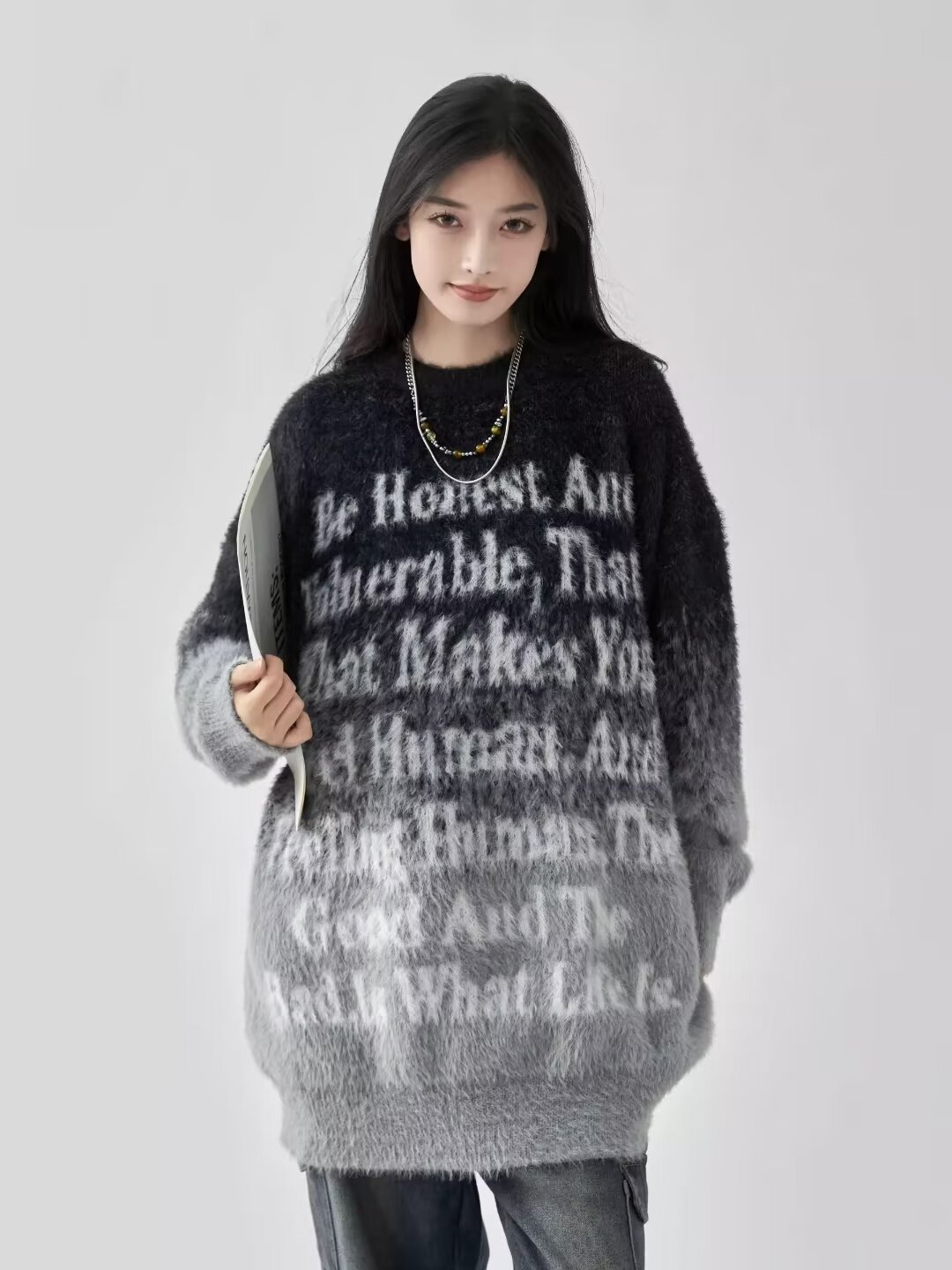 블랙 [그라데이션 컬러 스웨터]