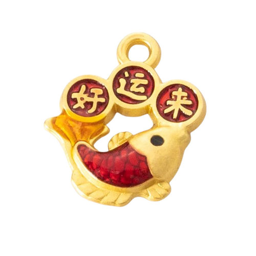 New Year's Fortune Alloy Pendant Metal Bracelet Keychain Pendant Blessing Charm Pendant DIY Accessory