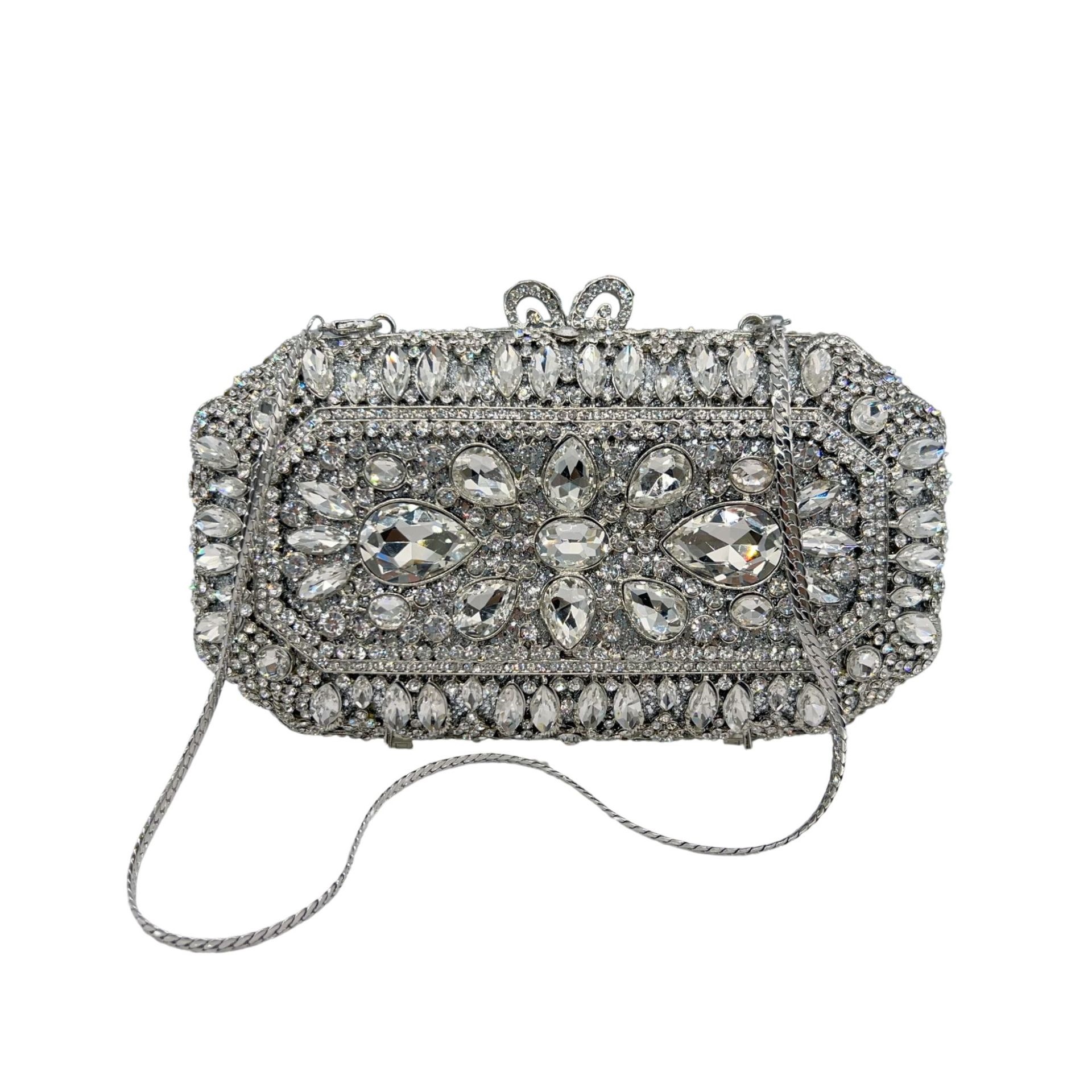 * Bolsa de cena con diamantes transfronterizos metal hueco bolsa de mano de diamantes de colores bolsa de noche de mujeres europeas y americanas