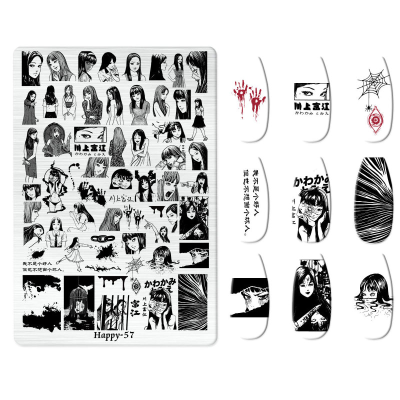 小紅書で人気のジンティエンネイルアートプリントプレート KT猫ネイルアートリボン漫画ラインマットプリントプレート|undefined