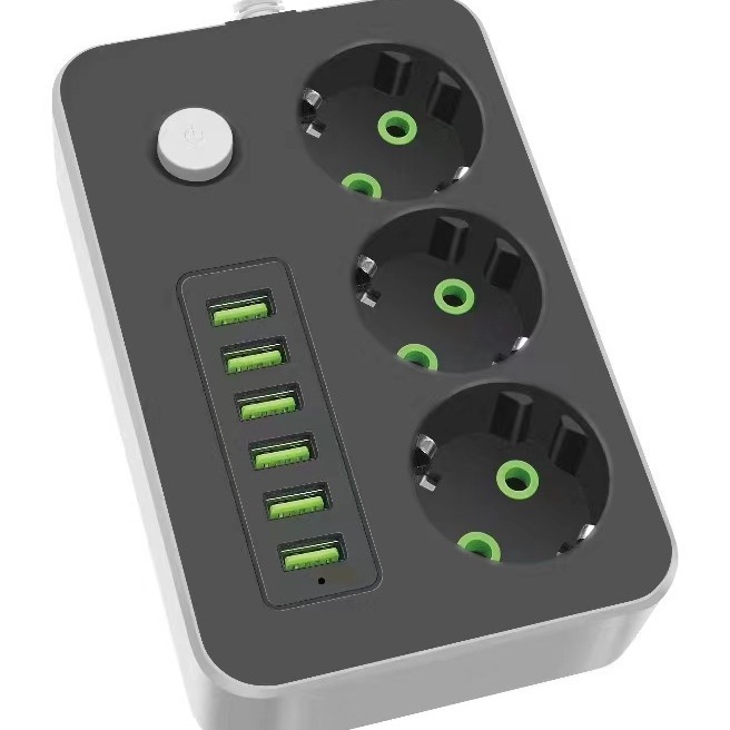 Explosión directa transfronteriza 6USB toma de corriente con tipo-C enchufe de línea de carga placa de conexión doméstica