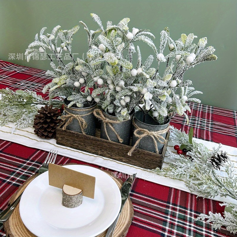 仿真落雪绿草植物圣诞装饰宴会造景假花塑料叶子仿真植物|undefined