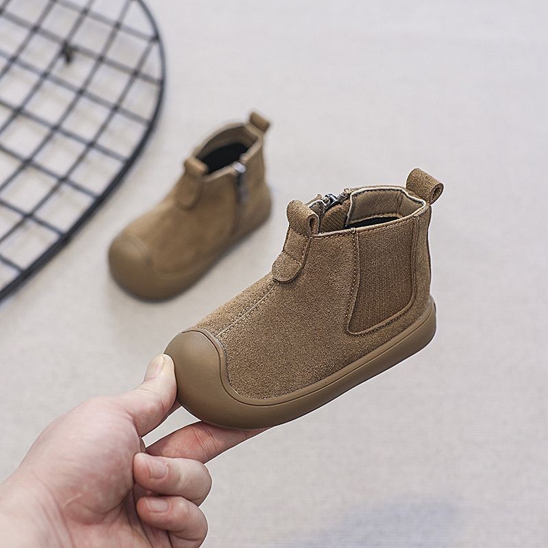 Children's Boots Suede Cow Suede Boys' High-Top Boots Autum Soft-Soled Short Boots Kidsren's Girls' Leather Boots