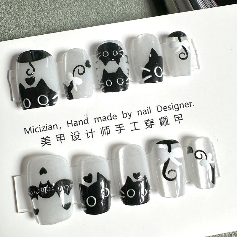 【Scared Cat】Cat-Eye Nail Stickers, Handmade Nail Art, Fake Nails 【Scared Cat】Cat-Eye Nail Stickers, Handmade Nail Art, Fake Nails