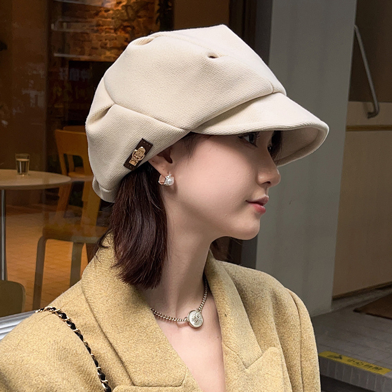 2025新款八角贝雷帽云朵女款春秋冬季帽显脸小英伦复古百搭画家帽|undefined