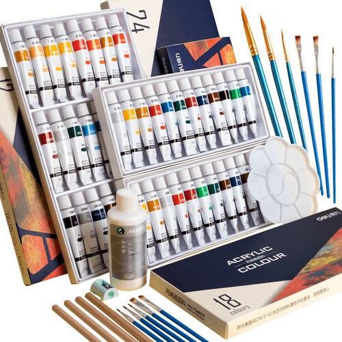 Deli acrylic paint is waterproof, sunproof, non-fading, children's graffiti, non-toxic, washable painting, painted oil painting diy