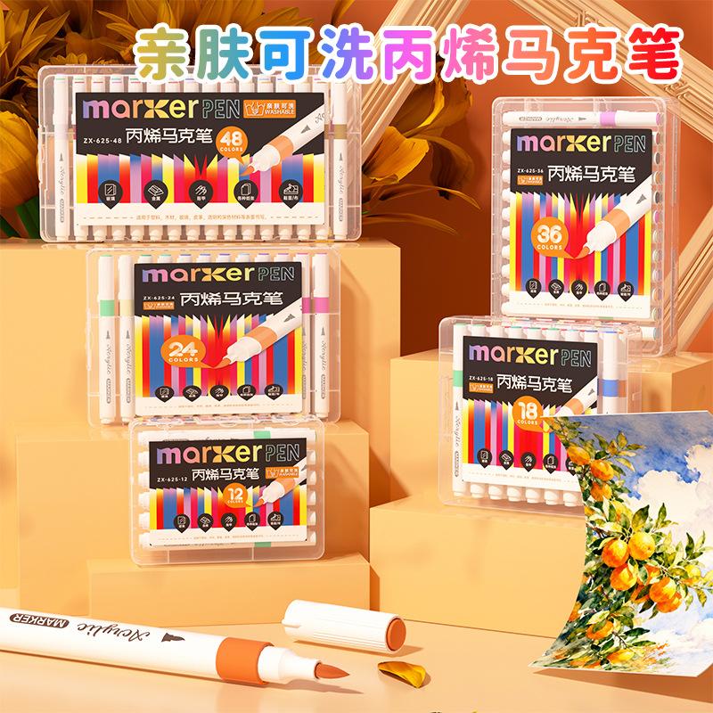 Single-Head Round-Tip Children's Acrylic Marker Pen Set for Students' Art Drawing and Graffiti, Available for Wholesale