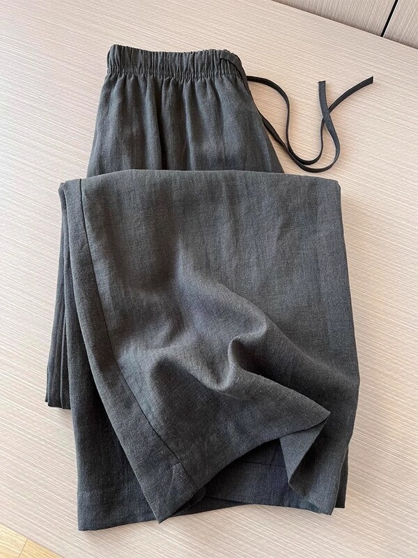 Tencel Linen Pants Straight-Leg Casual Pants 2025 Early Autumn New Style This Year's Popular Hot-Selling Cotton-Linen Wide-Leg Pants for Women