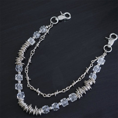New Original Retro Fashion Thorn Shaped Pearl Chain Accessory Punk Style Double Layer Handmade Belt Chain