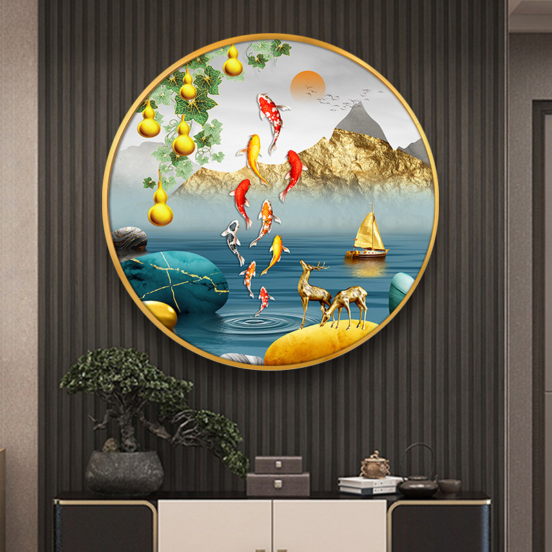 Nueve peces cuadros redondos porche pinturas decorativas lujosas pasillo fantasía pasillo comedor pinturas colgadas fondo de sofá sala de estar