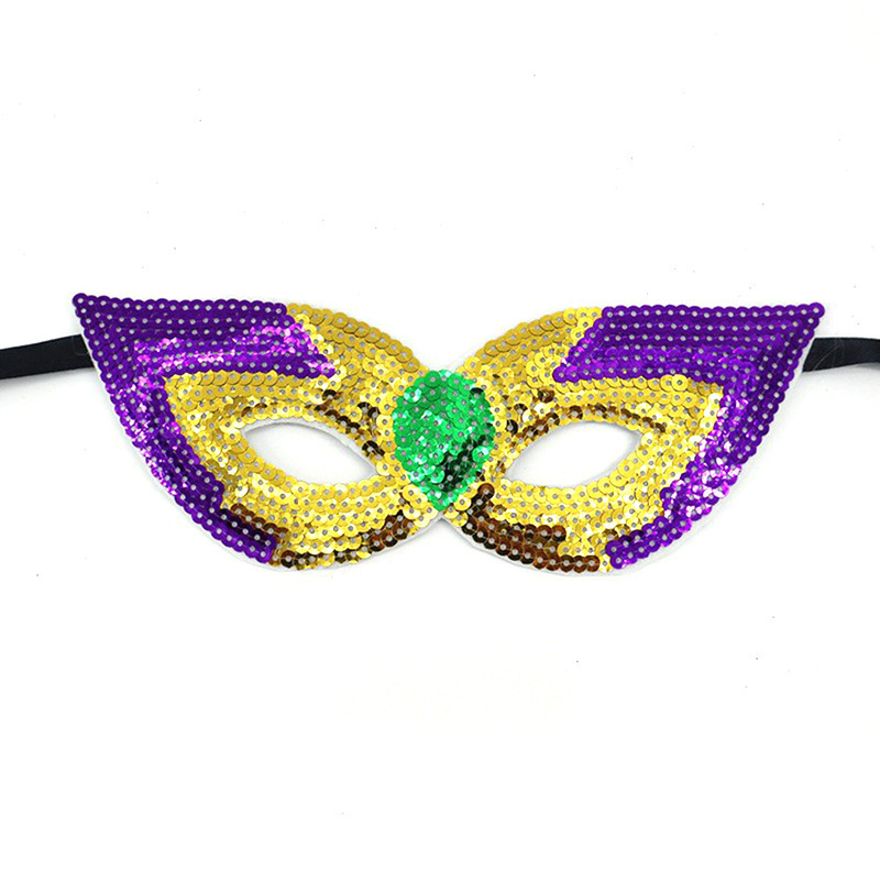 Amazon máscaras de baile de espectáculo carnaval temático bandas de cabello oro púrpura verde sequillas máscaras de mitad de cara accesorios