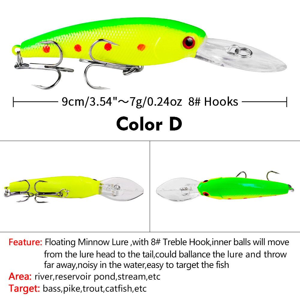 Sinking Minnow Fishing Lures  Haed Baits Fresh Water Bass Swimbait Tackle Gear