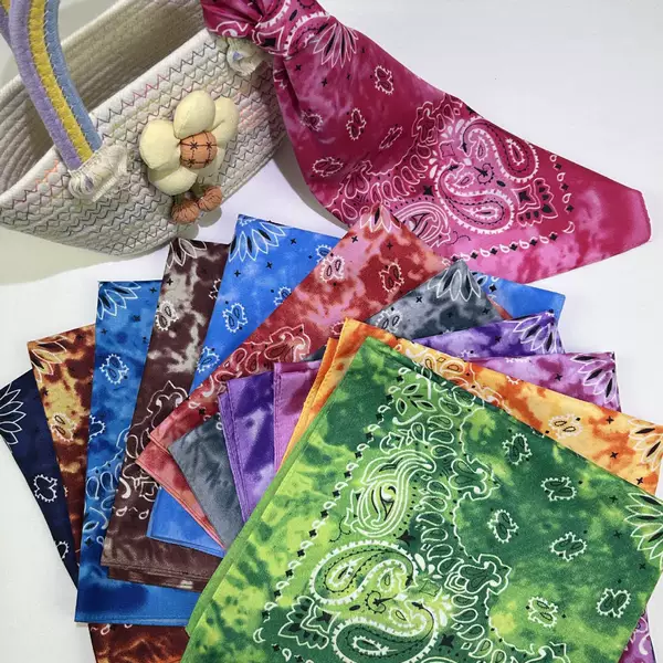 Directly from the Manufacturer, In-Stock Wholesale, 100% Polyester 21g Tie-Dye Sunflower Square Scarf, Hip-Hop Street Dance Cycling Outdoor Headscarf
