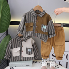 男童套装春秋洋气婴儿衣服帅气儿童时髦长袖衬衫两件套宝宝春装潮