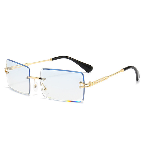 New rimless square sunglasses, fashionable sunglasses for women, European and American trendy cross-border sunglasses manufacturers wholesale