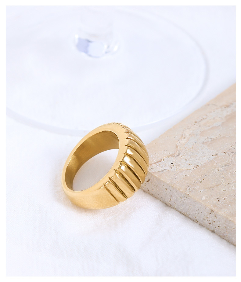 European and American croissant texture unique design niche ring titanium steel ring