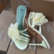 New women's shoes with fashionable big flower decorations, pointed high-heeled sandals, open toed slippers, French slim heel sandals