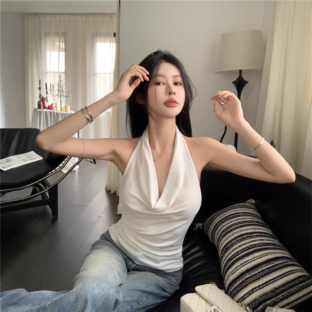 Sexy design black tank top sleevless