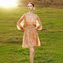 一手货源【欧丝蒂雅文】品牌专柜撤柜！桑蚕丝时尚花纹连衣裙25秋