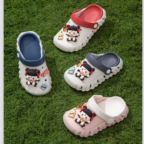 Mingya Nata Summer Children's Hollow Shoes Unisex Non-slip Slip-on Breathable Beach Sandals