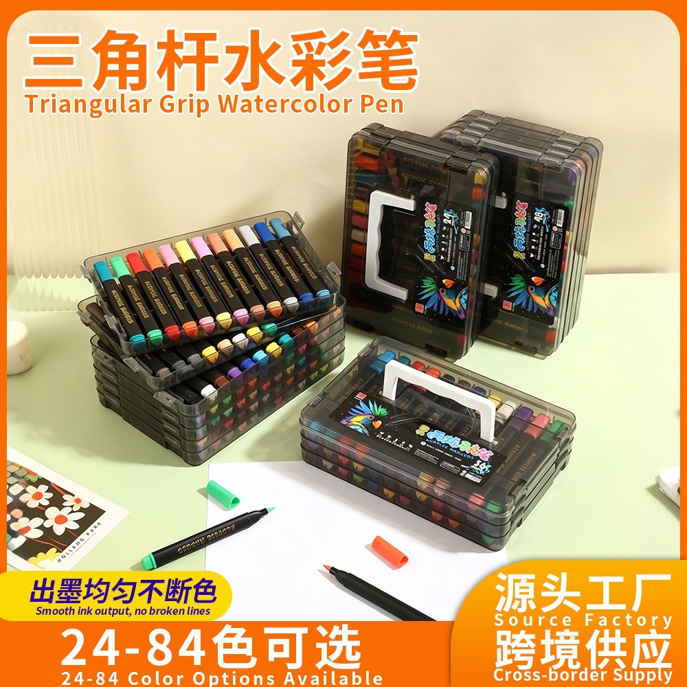 Cross-border black acrylic marker set, washable for children, suitable for doodling, drawing, and watercolor painting, ideal for art students
