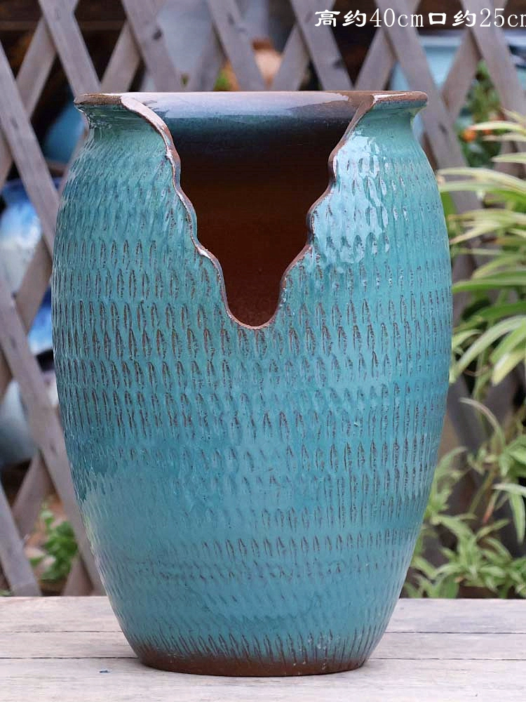 Ручной работы ретро-горшок для суккулентов, большой, высокий, из керамогранита, в форме скалы, для двора, напольный, керамический, роза, девятихвостый лис, высокий горшок