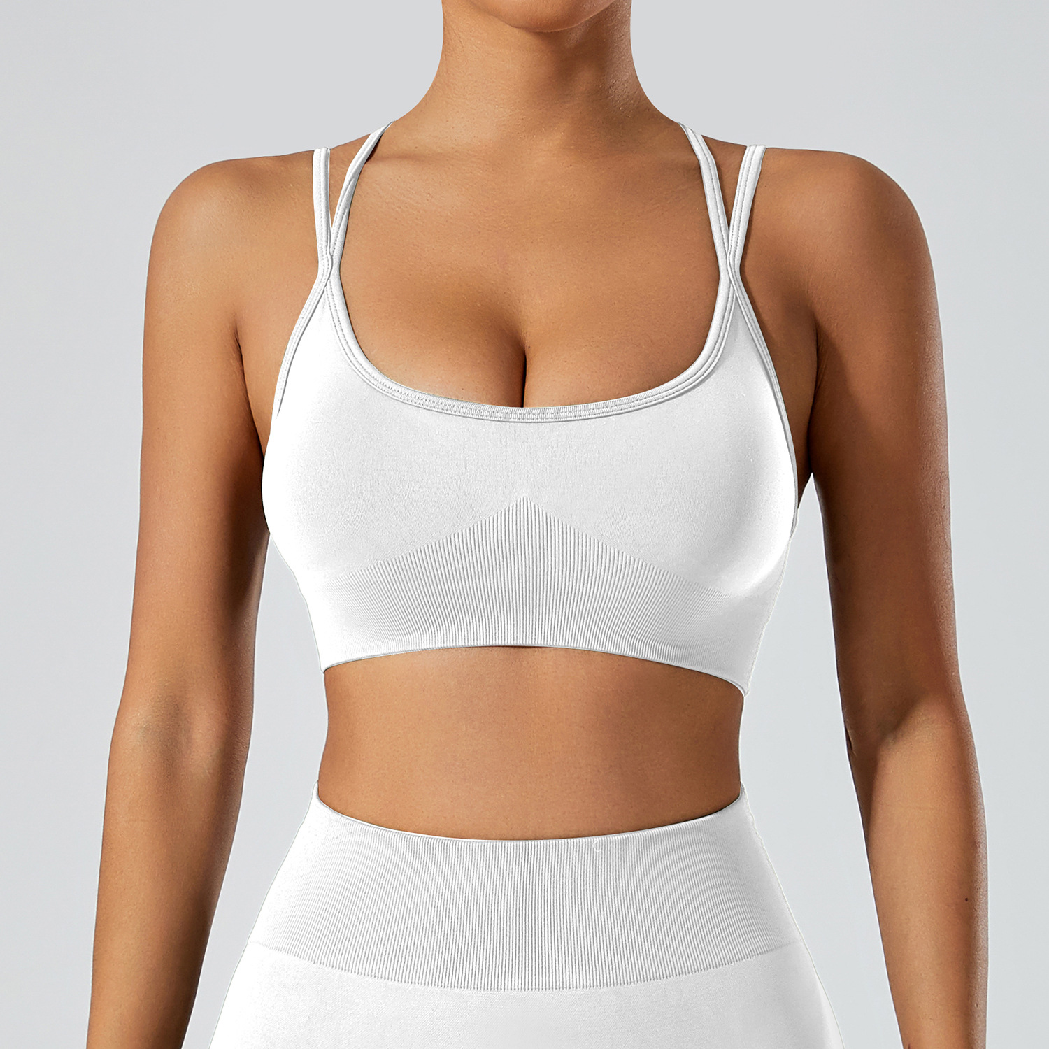 En stock verano belleza espalda multi-Correa Cruz sujetador desgaste exterior a prueba de golpes correr ropa de entrenamiento ropa interior deportiva ropa de yoga chaleco