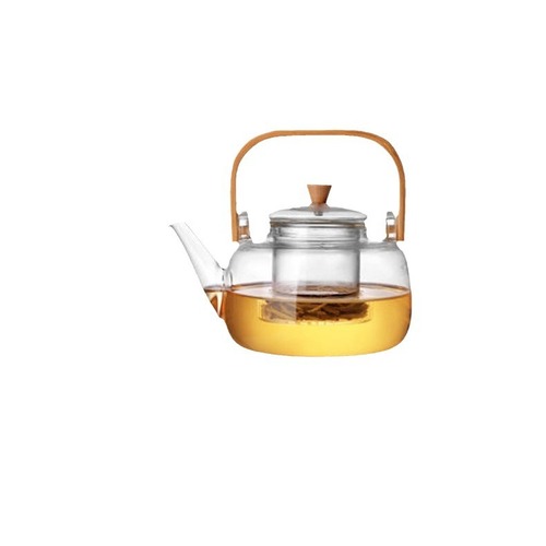 Square handle tea water separation bamboo handle teapot glass teapot boiling water flower teapot household tea boiler high borosilicate