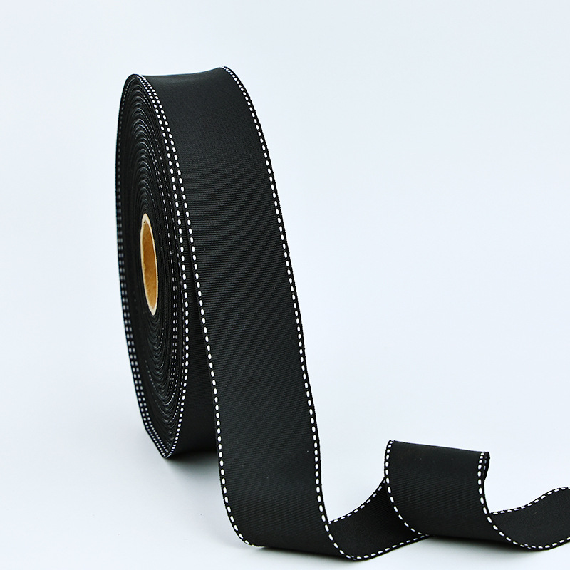 Cinta de poliéster acanalado personalizada al por mayor, punto de puente, punto de salto, caja de cinta, cinturón de borde, accesorios de ropa, cinta de rosca, cinta de bricolaje