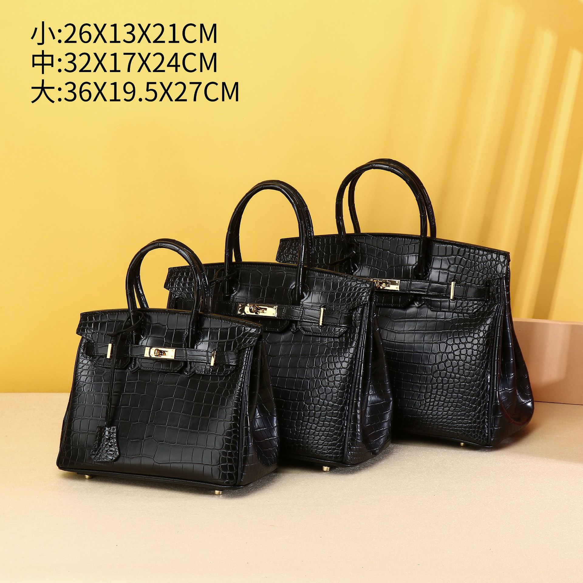 Túi xách nữ da bụng cá sấu cỡ lớn phong cách bạch kim cổ điển, dáng xách tay sang trọng chi tiết 1