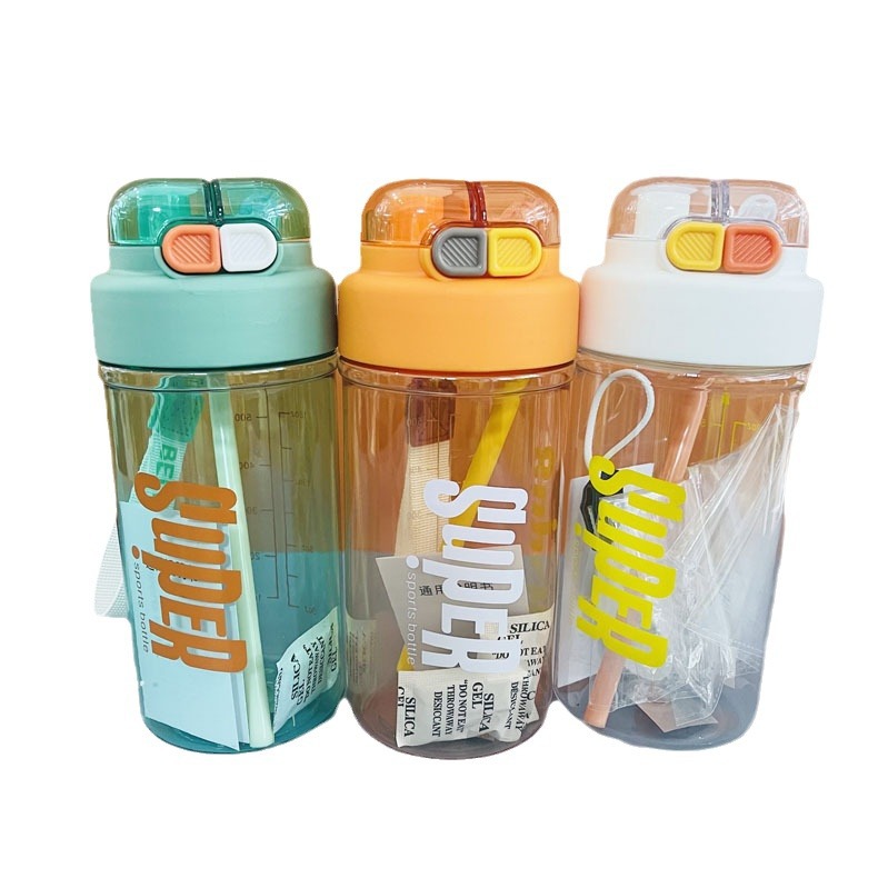 Shanghe 2062 nueva taza de subalmacén de valor nominal de gran altura con taza de plástico portátil taza de doble boca para estudiantes con taza de agua para niños de paja