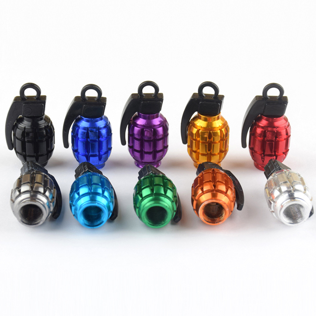 Colorful aluminum alloy valve caps for cars and motorcycles Colorful valve caps Grenade shape
