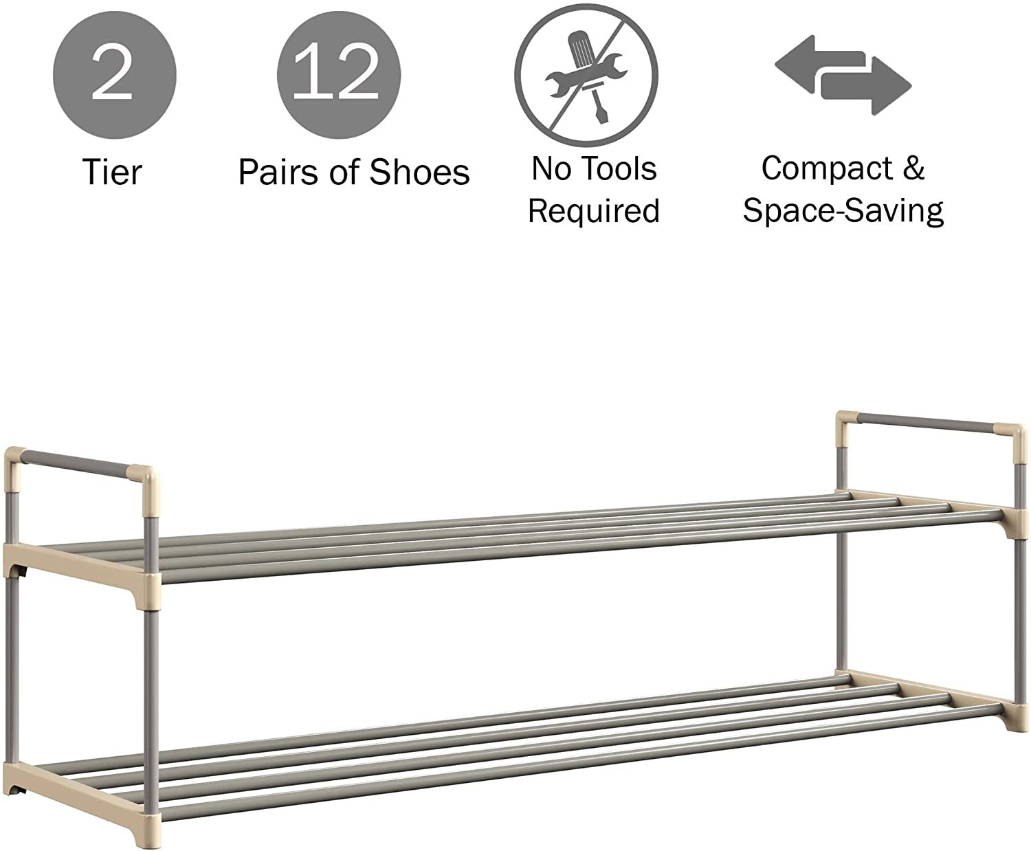 亚马逊爆款单列两层124cm可放12双鞋自由组装置物长鞋架厂家直销