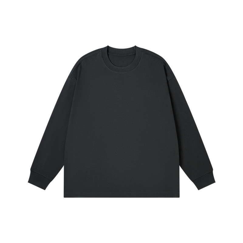 T-shirt a maniche lunghe pettinata da uomo, nuova collezione autunno e inverno da 300 g, realizzata in puro cotone con motivo a filo spesso, da uomo_voghion.com