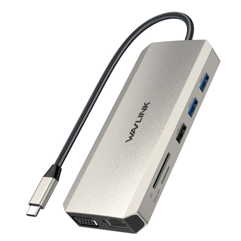 Wavlink Portable 12-in-1 with 85W Output Power Charging 2*Hdmi 1*Vga Three-Display Docking Station