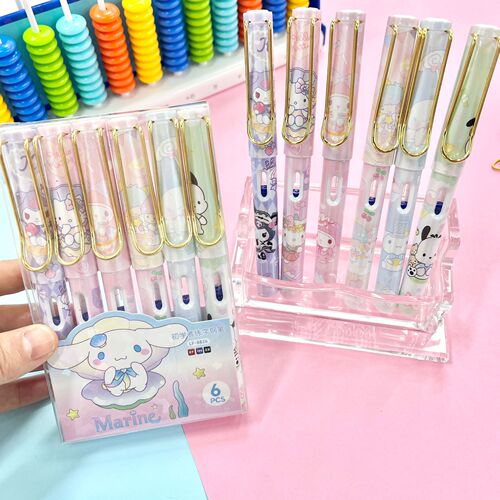 Sanrio Gel Pen Reversible Ink Cartridge Student Posture Writing Gel Pen Calligraphy Ink Cartridge Gel Pen Set High Fashion