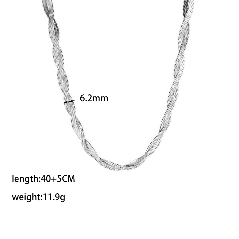 【XKN0319】더블 스트랜드 목걸이 스틸 컬러