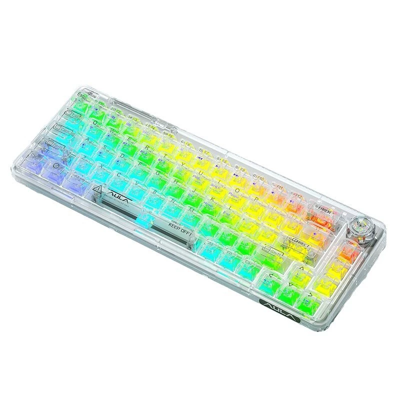 Wolf Spider F68 прозрачная трехрежимная настраиваемая RGB клавиатура 68 клавиш, hot-swappable, ледяной кристалл свич, ледяная душа свич