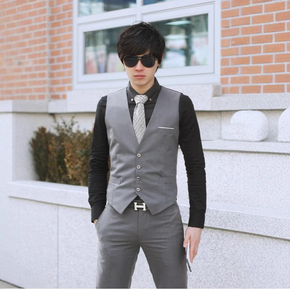 Men's Vest New Slim-fit Korean Men's Work Clothes Suit Vest Men's Best Man Business Wear Men's Vest