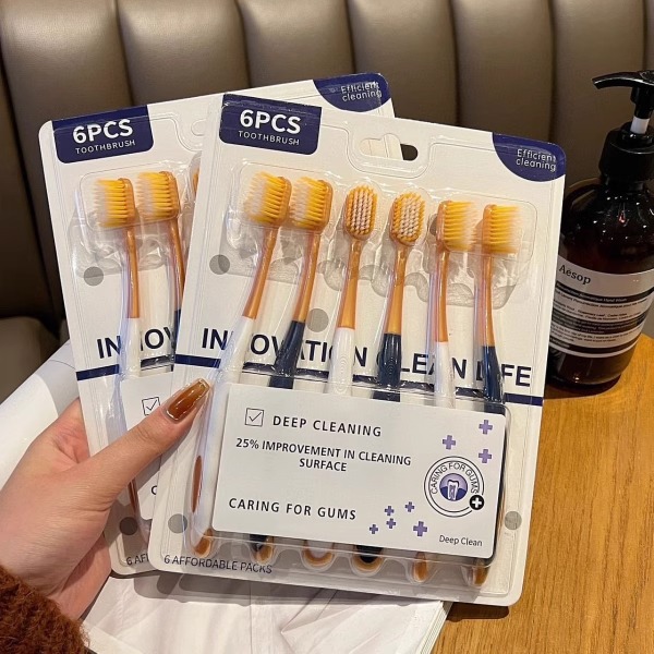Barril cepillo de dientes de pelo suave cepillo de dientes para adultos hogar hogar limpieza profunda protector de encías bucales macarrón color para estudiantes