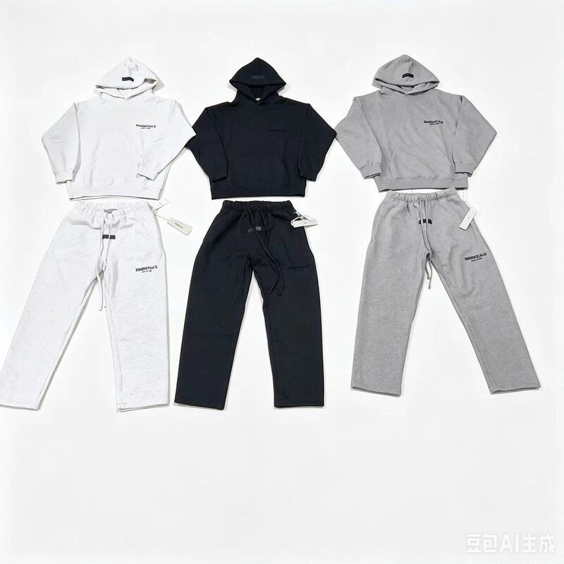Ningbo Fog Essentials Hooded Top + Straight-Leg Pants Set, Unisex Casual Versatile Two-Piece Set