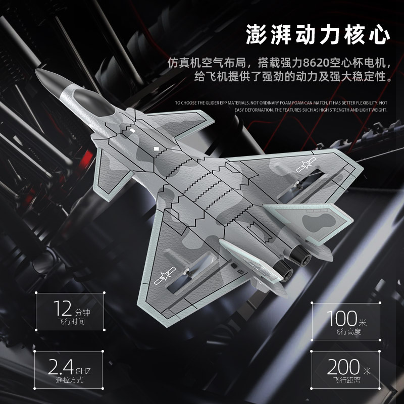 BM20 four-channel J-20 fighter aerial photography remote control EPP foam fixed-wing model glider aircraft toy
