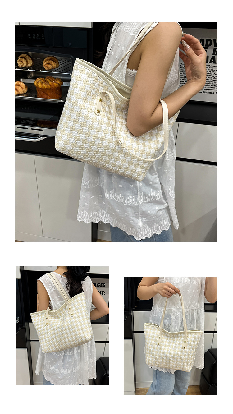 Casual commuting women's bag 2025 Spring checkered simple, stylish and trendy single-shoulder crossbody bag tote bag Item Picture
