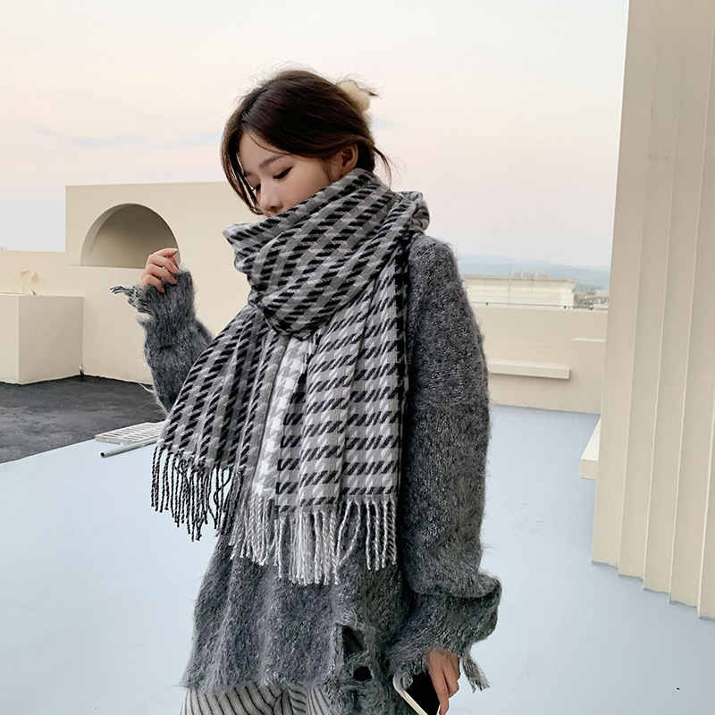 21#グラデーションコラージュ千鳥格子黒+アッシュ